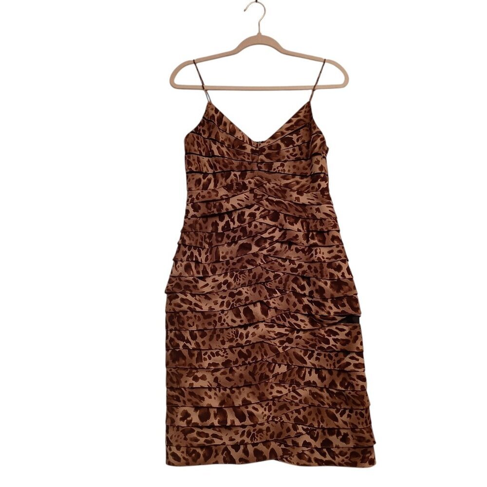 Eliza J Leopard Animal Print Bodycon Dress Tiered Size 8 NWT